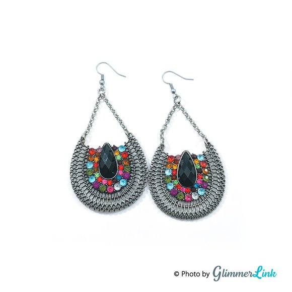 Jewelry - Bohemian Jeweled Multi Color Chandelier Earrings